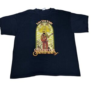 Santana Live Your Light Black T-Shirt Band‎ Tee Music Graphic 2XL